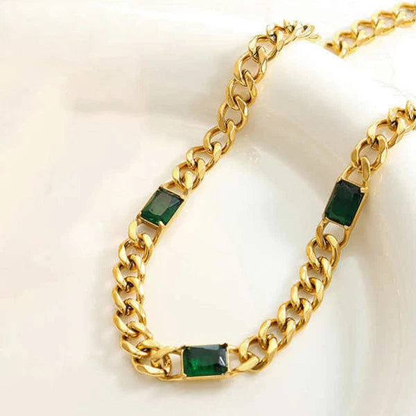 Emerald Link Statement Necklace