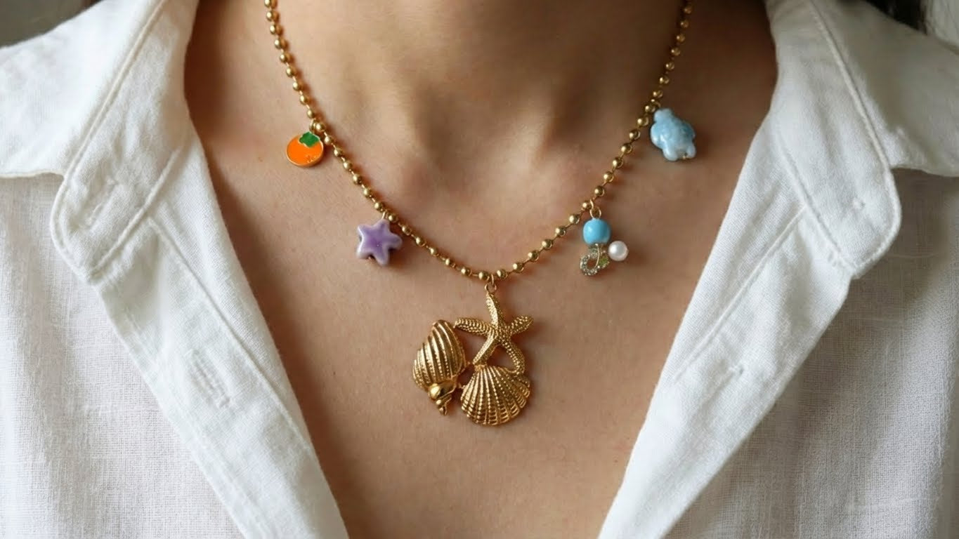 Golden Tide – Ocean Charm Necklace