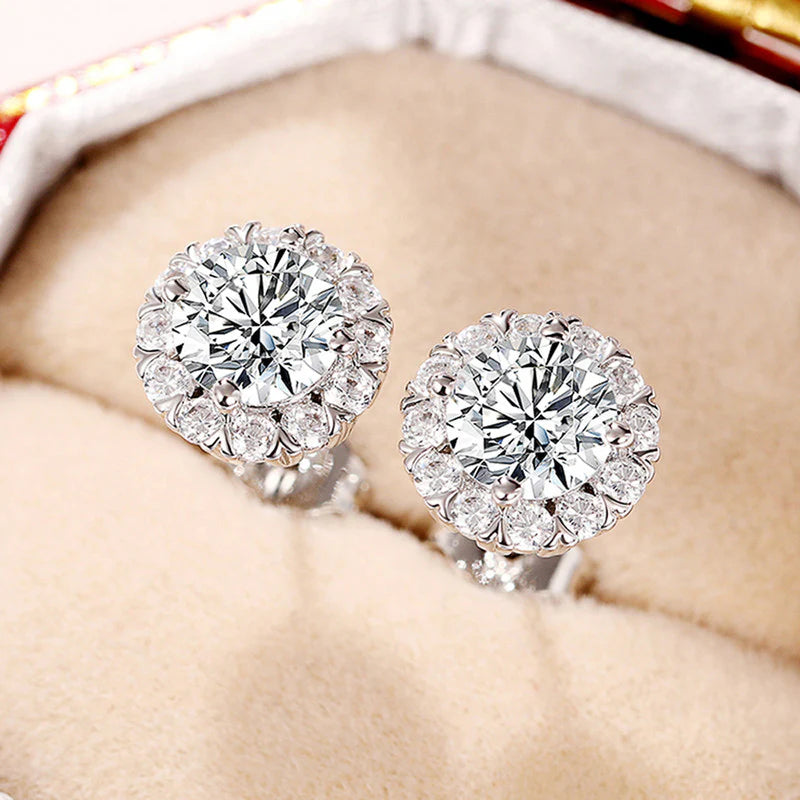 Classic Halo Diamond Stud Earrings