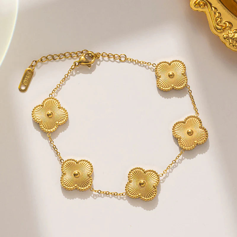 Gold Clover Charm Bracelet