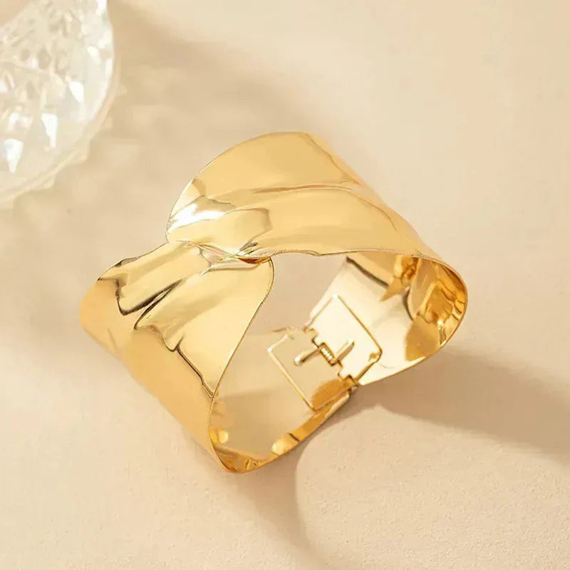 Folded Gold-Adjustable Cuff Bracelet