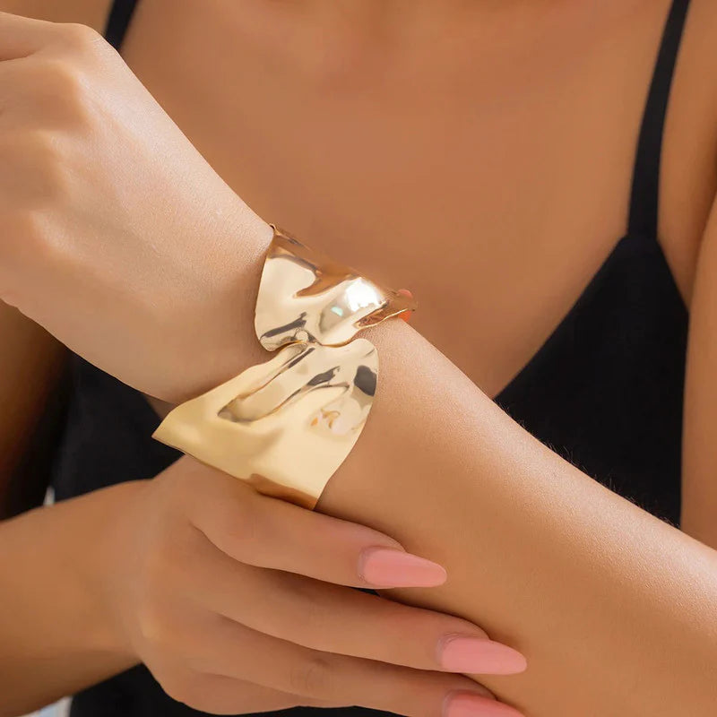 Folded Gold-Adjustable Cuff Bracelet