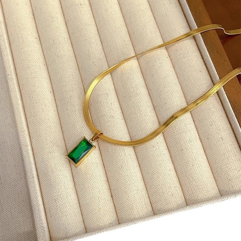 Emerald Glow Rectangular Pendant