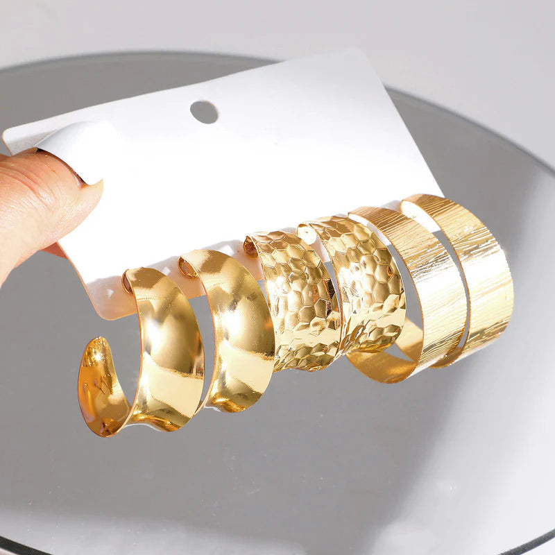 Statement Gold Hoop Earrings Set