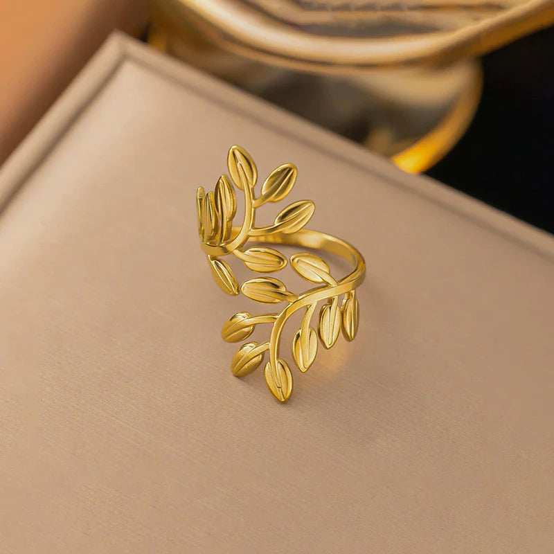Golden Leaf Wrap Ring