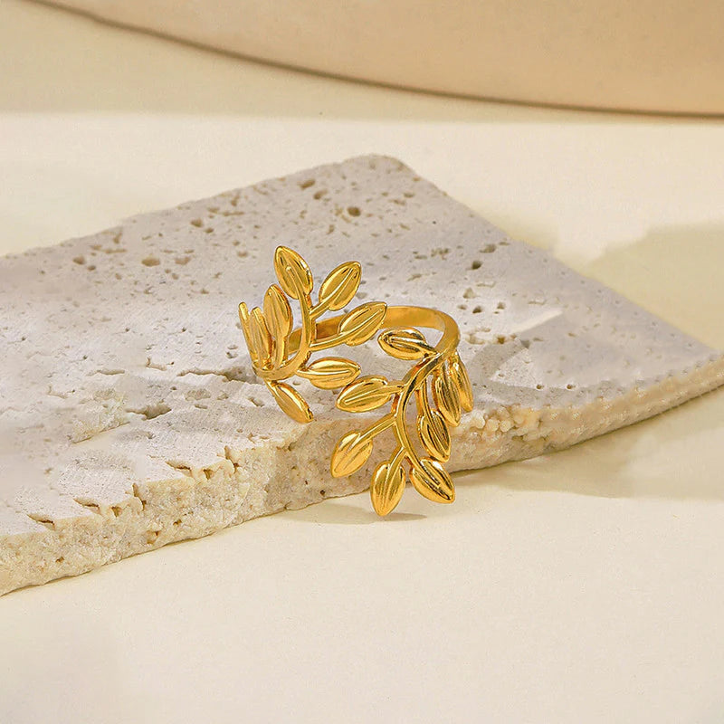 Golden Leaf Wrap Ring