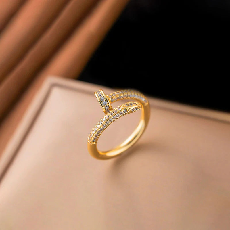Golden Nail Spark Ring