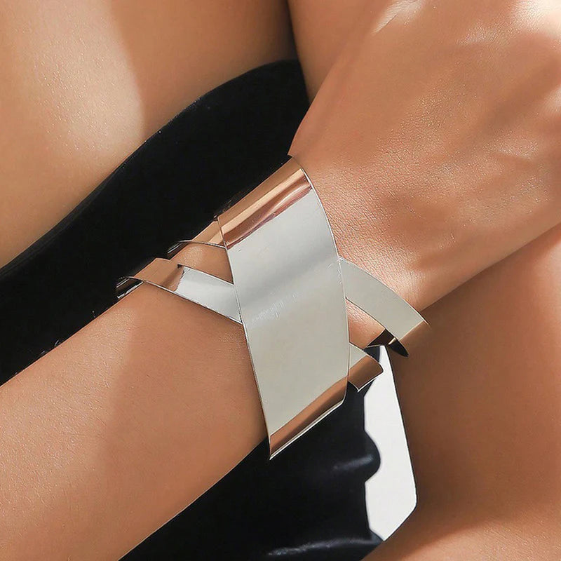 Sculpted cut-out Silver cuff