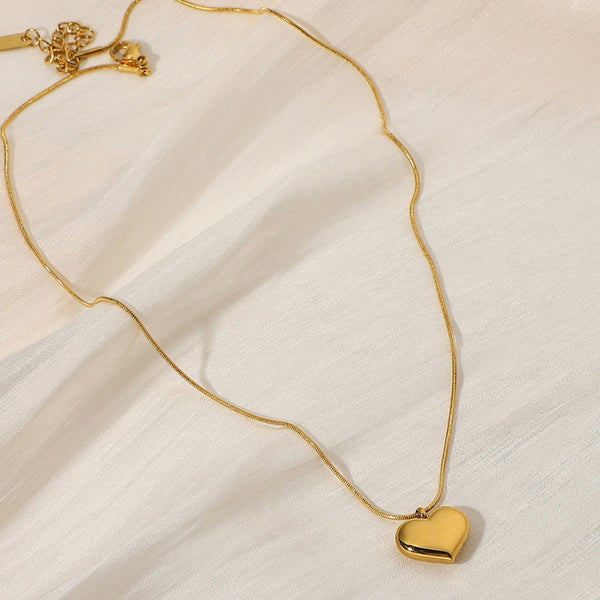 Minimal Solid Gold Heart Necklace