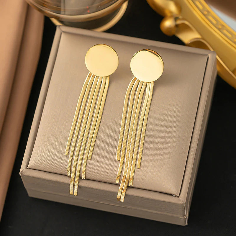 Golden Cascade Statement Earrings