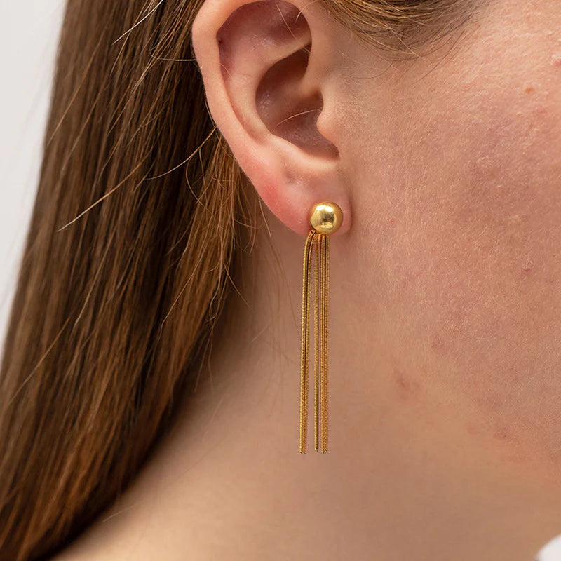 Golden Tassel Drop Earrings