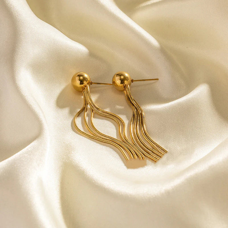 Golden Tassel Drop Earrings
